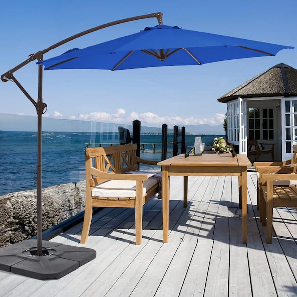 JEAREY 120 in. Innovative Tilt Design Offset Cantilever Umbrella in Blue