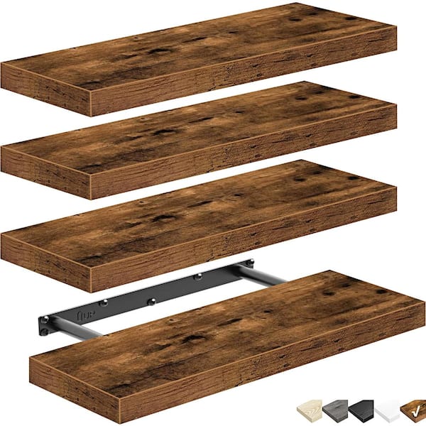 15.7-in. W x 6.7-in. D x 1.5-in. H Brown Ready-to-Assemble Floating Shelf(Set of 4)