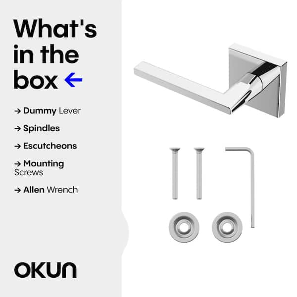 Okun Quadra Metal Chrome Dummy Door Handle with Square Rosette 2