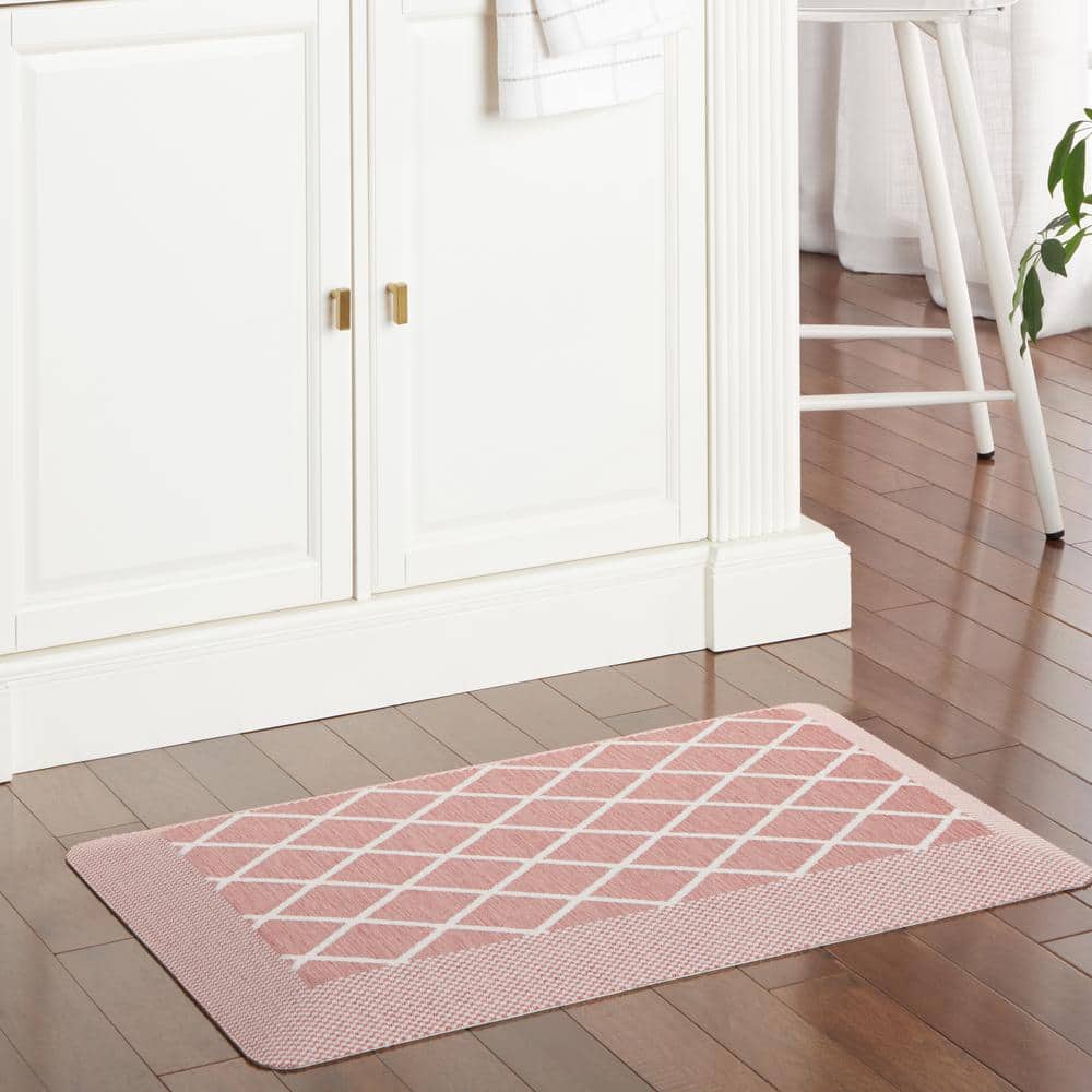 Spice Red Polyester Trellis Anti-Fatigue Kitchen Mat 19.6" x 32"