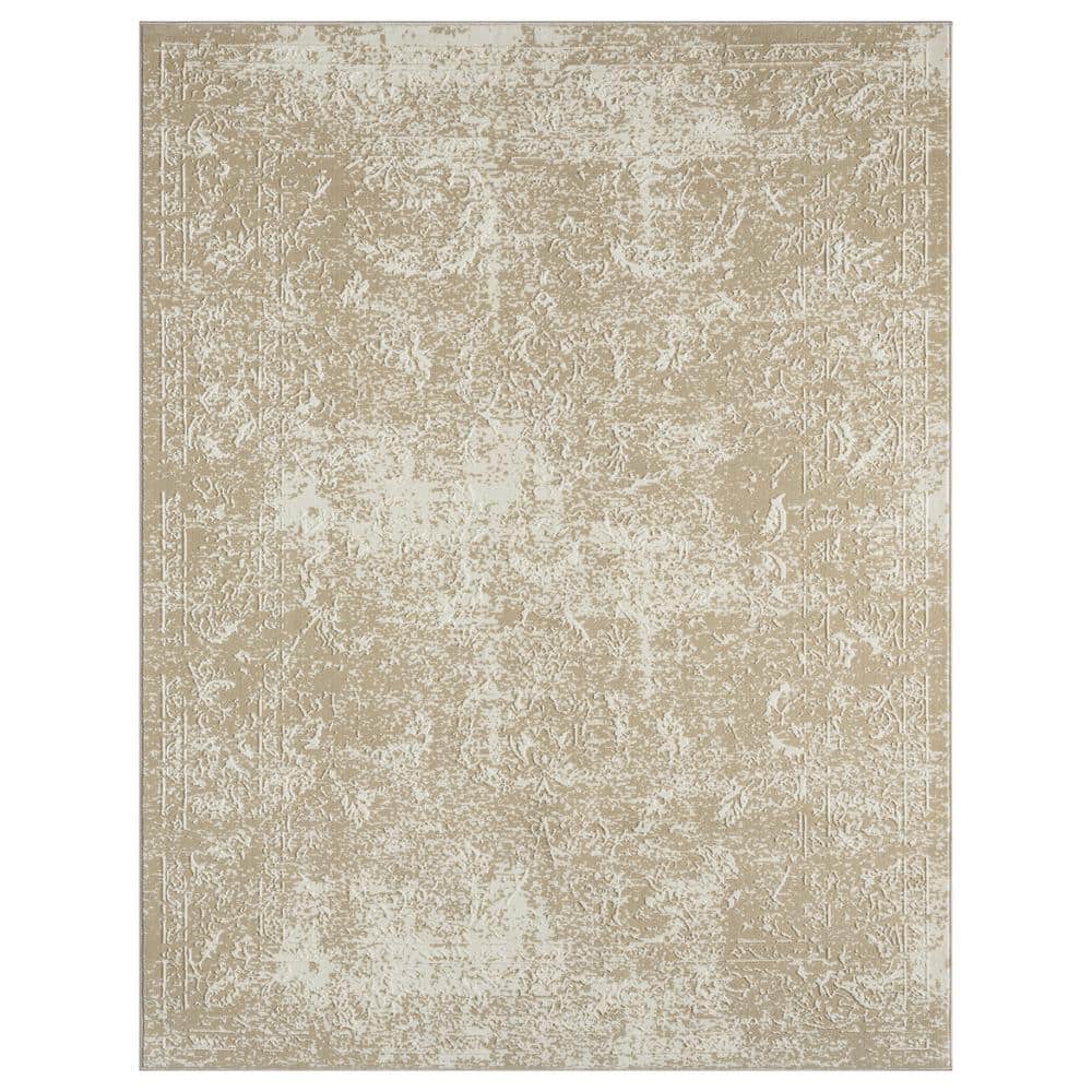 THE SOFIA RUGS Atlantis Cream Rug 8 ft. x 10 ft. Abstract Polypropylene