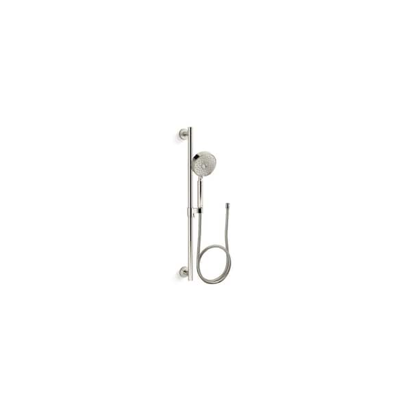 KOHLER Purist 3-Spray Patterns 2.5 GPM 5 in. Wall Mount Fixed Shower Head Handshower Kit in Vibrant Polished Nickel