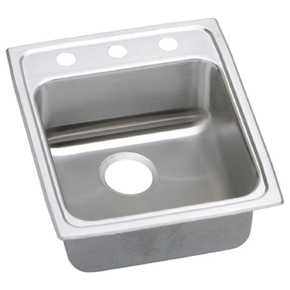 LRAD1720603 17"" Top Mount Self-Rim Single Bowl ADA Compliant 18-Gauge Stainless Steel Sink With 3 -  Elkay