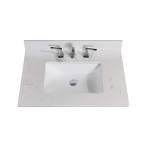 31 in. W Engineered Stone Single Basin Vanity Top in Jazz White with White Basin