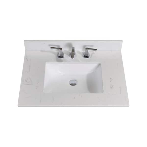 Altair 31 in. W Engineered Stone Single Basin Vanity Top in Jazz White with White Basin