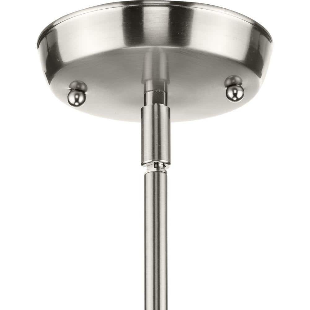 Brushed Nickel Mini Pendant with Etched Glass Shade