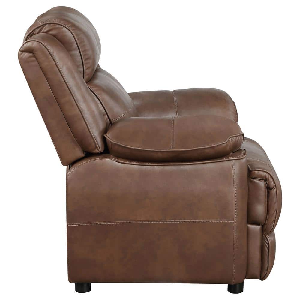 Brown Faux Leather Transitional Accent Chair