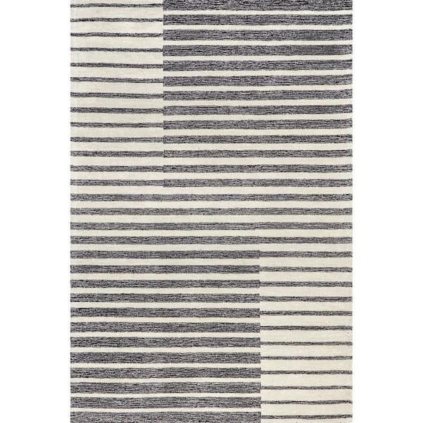 nuLOOM Narelle Multi Striped Wool Dark Gray 4 ft. x 6 ft. Modern Area Rug