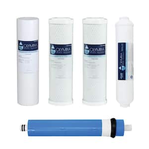 Complete 80 GPD 5-Stage Replacement Filter Set for Industry Standard Size Reverse Osmosis System
