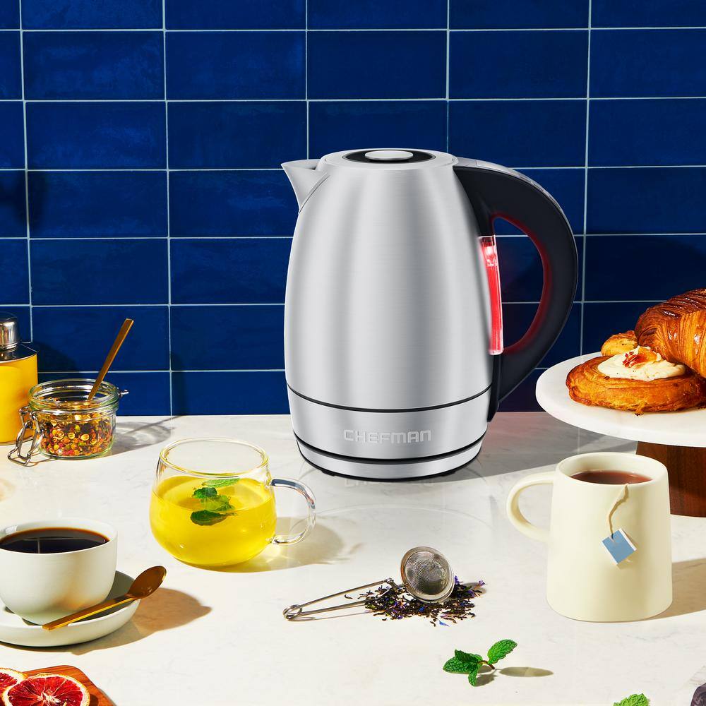 Chefman 1.8 Liter Stainless Steel Electric Kettle with LED Lights