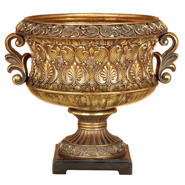 Litton Lane 13 in. Gold Polystone Ornate Decorative Bowl