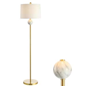 Vaughn 60 in. Modern Metal/Resin LED Floor Lamp, Brass Gold/White
