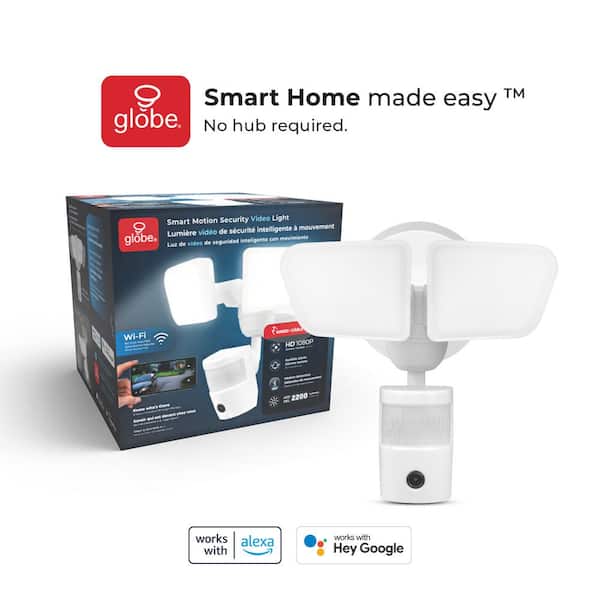 Globe Electric Wi-Fi Smart Home Battery Powered Indoor and Outdoor Black/White Wi-Fi Security Video Globe Electric Wi-Fi Smart Home Battery Powered Indoor and Outdoor Black/White Wi-Fi Security Video