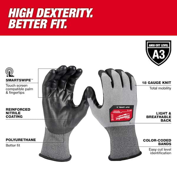 Milwaukee X-Large High Dexterity Cut 2 Resistant Polyurethane Dipped Work  Gloves (12-Pack), Gray - Yahoo Shopping