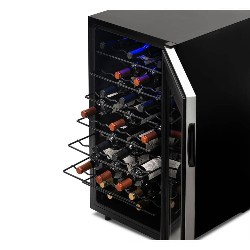Stainless Steel 50 Bottle Freestanding Wine Refrigerator with Interior Lighting