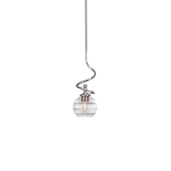 Unbranded Royale 100 W 1-Light Brushed Nickel Standard Mini Pendant Light with Glass Shade