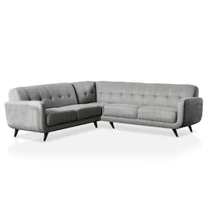 Erlager 90.5 in. W Square Arm Fabric L Shaped Sectional Sofa in Gray