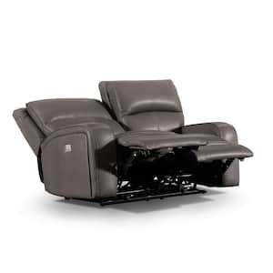 Jove 62 in. Gray High Grade Leatherette 2-Seater Loveseat Recliner With USB Port And Adjustable Headrest