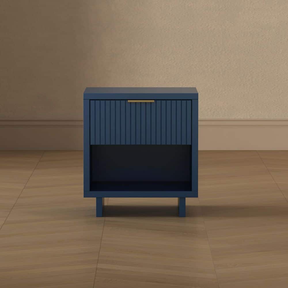 Elara Contemporary Midnight Blue 1-Drawer 18.1 in W Solid Wood Nightstand