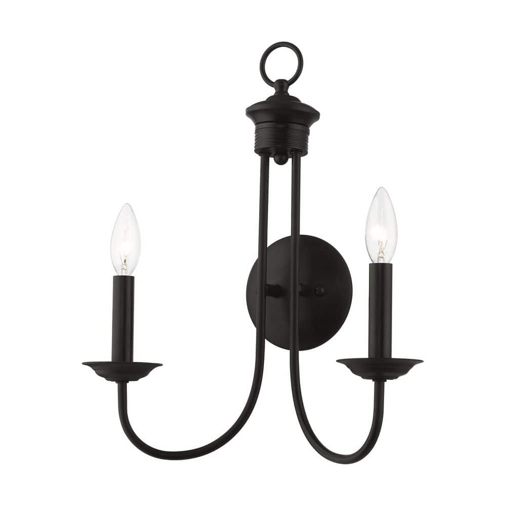 Estate Classic Black Steel 2-Light Wall Sconce