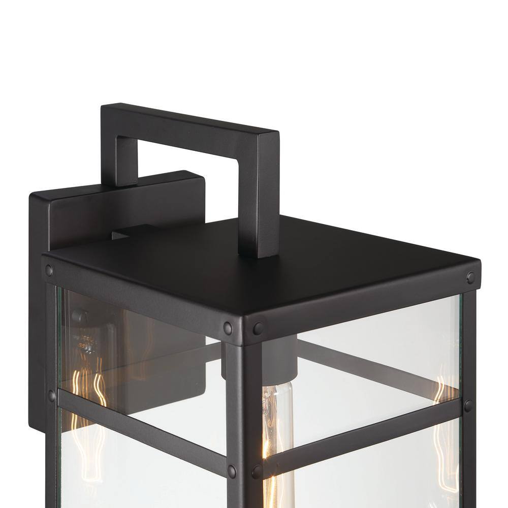 Blake Black Metal and Clear Glass Outdoor Sconce