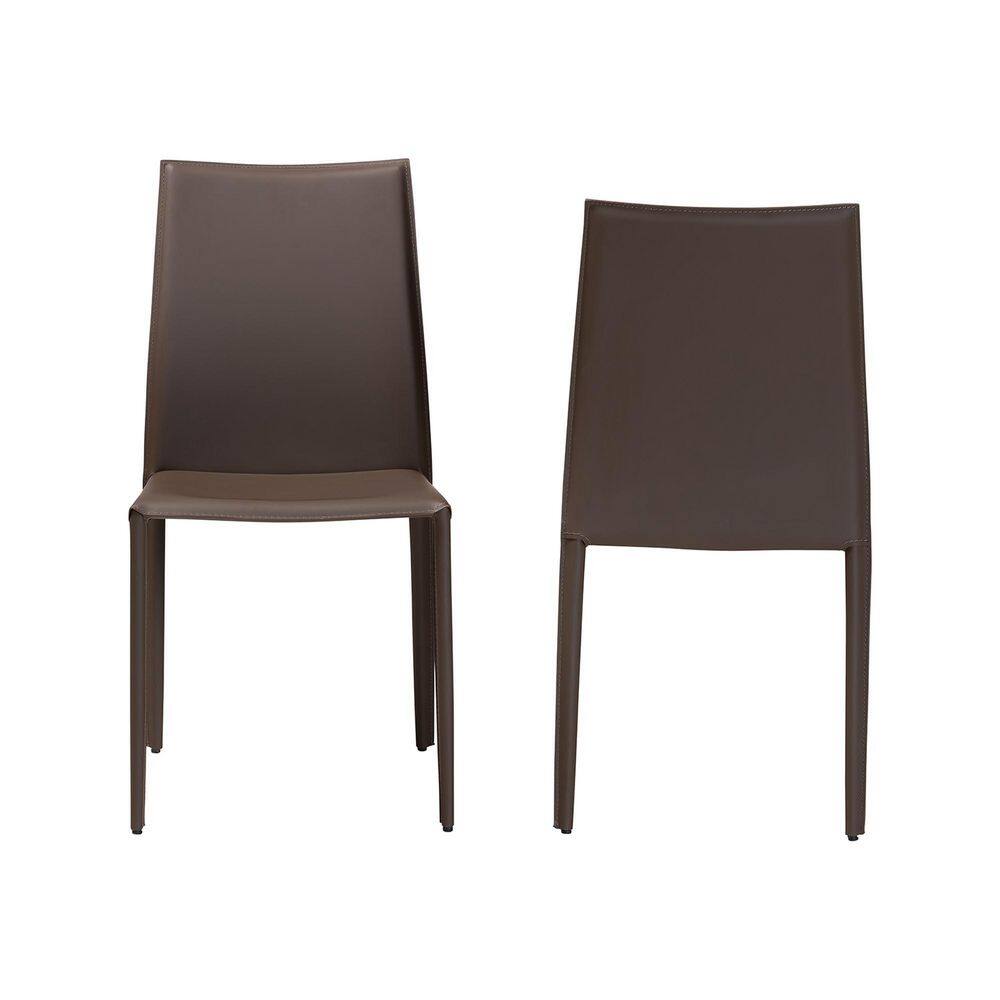 Taupe Faux Leather Upholstered Parsons Dining Chair Set