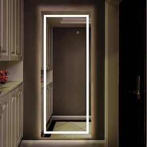 63 in. W x 16 in. H LED Rectangular Frameless Wall Mirror in Silver