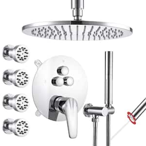Single Handle 1-Spray 3 Spray Patterns Shower Faucet 1.8 GPM with Pressure Balance, 10 in. Shower Head Chrome