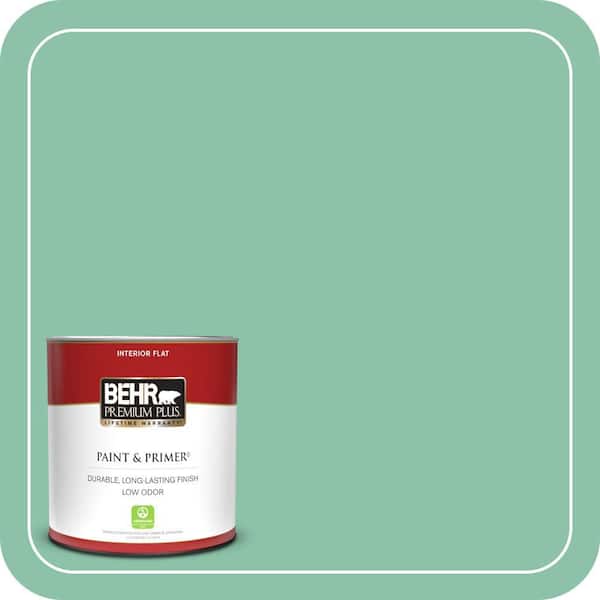 BEHR PREMIUM PLUS 1 qt. Home Decorators Collection #HDC-WR14-8 Spearmint Frosting Flat Low Odor Interior Paint & Primer