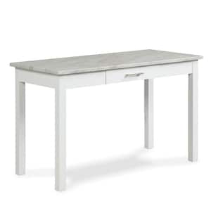 New Classic Furniture Celeste 48 in. Rectangular White Desk with Gray Faux Marble Top