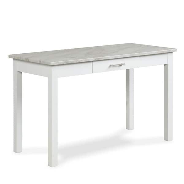 NEW CLASSIC HOME FURNISHINGS New Classic Furniture Celeste 48 in. Rectangular White Desk with Gray Faux Marble Top