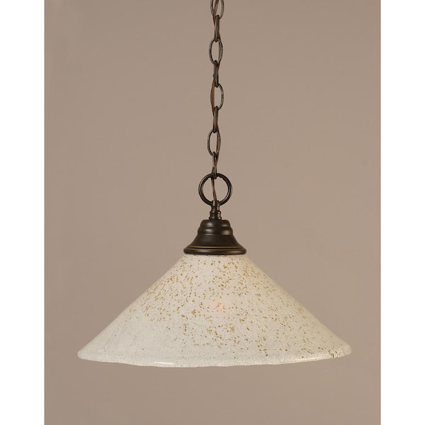 Unbranded Kingston 100-Watt 1-Light Dark Granite Bowl Mini Pendant Light with Glass Shade