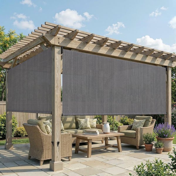 vicllax 9 ft. x 8 ft. Anthracite Outdoor Roller Shade with Chain
