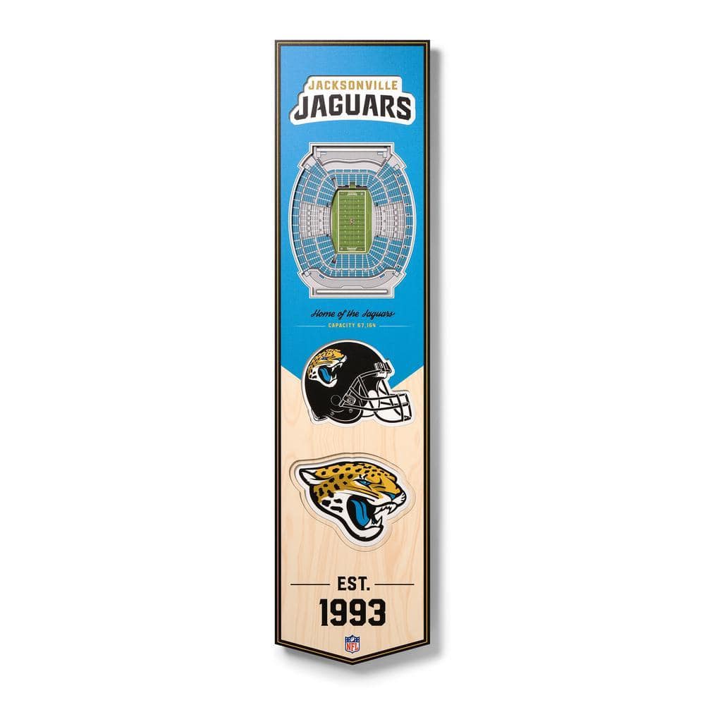 YouTheFan NFL Jacksonville Jaguars Wooden 8 x 32 3D Stadium Banner