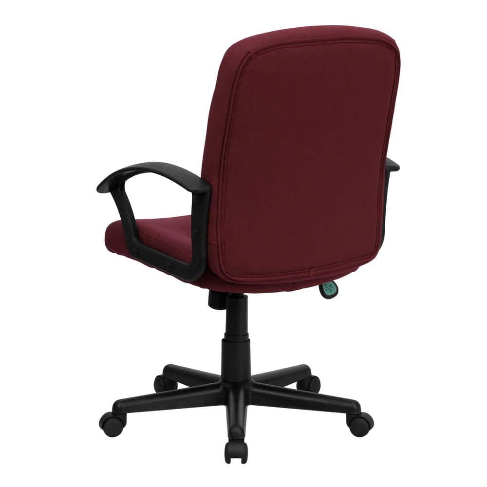 Burgundy Fabric Swivel Task Chair with Fixed Nylon Arms