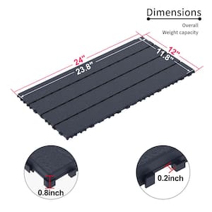 2 ft. L x 1 ft. W Outdoor Striped Pattern Plastic Interlocking Flooring Deck Tiles (Pack of 24 Tiles) in Gray