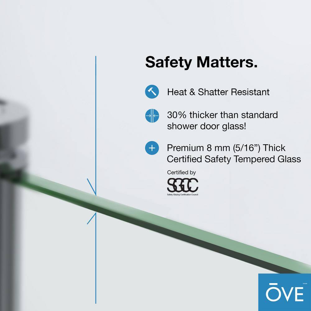 Satin Nickel Frameless Sliding Soft Close Shower Door with Clear Glass