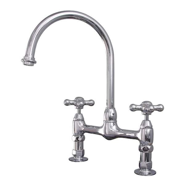 Barclay Products Harding Two Handle Bridge Kitchen Faucet with Cross Handles in Polished Chrome