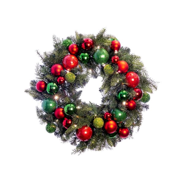 Village Lighting Company 30 in. Artificial Pre-Lit LED Christmas Cheer Wreath