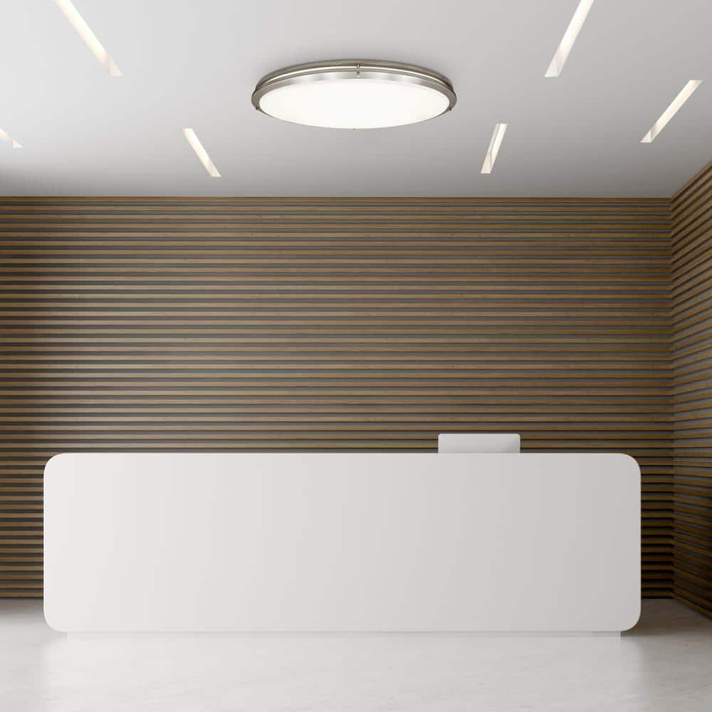 Elegant 32" Satin Nickel Oval LED Ceiling Light, Dimmable & Color Selectable
