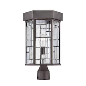 Kingsley 1-Light Aged Bronze Patina Steel Line Voltage Outdoor Weather Resistant Post Light with No Bulb Included