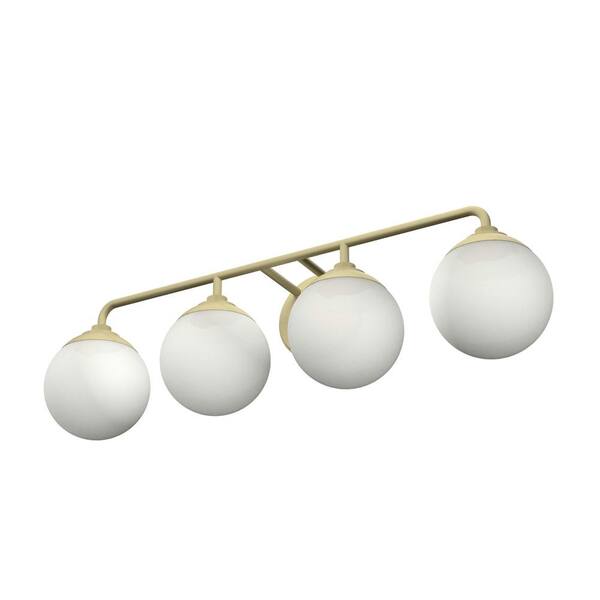 Hunter - Hepburn 30 in. 4 Light Modern Gold Brass Vanity Light with Frosted Glass Bathroom Light