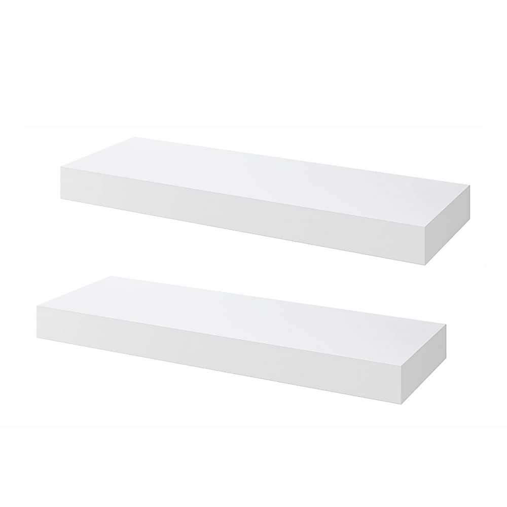 16 in. W x 6 in. D White Floating Shelves Decorative Wall Shelf (Set of 2)