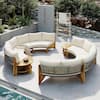 Tenleaf 4-Piece Acacia Wood Patio Conversation Set with Beige Cushions FCBF15-185