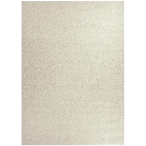 Shaggy Off-White 8 ft. x 10 ft. Solid Synthetic Rectangle Area Rug