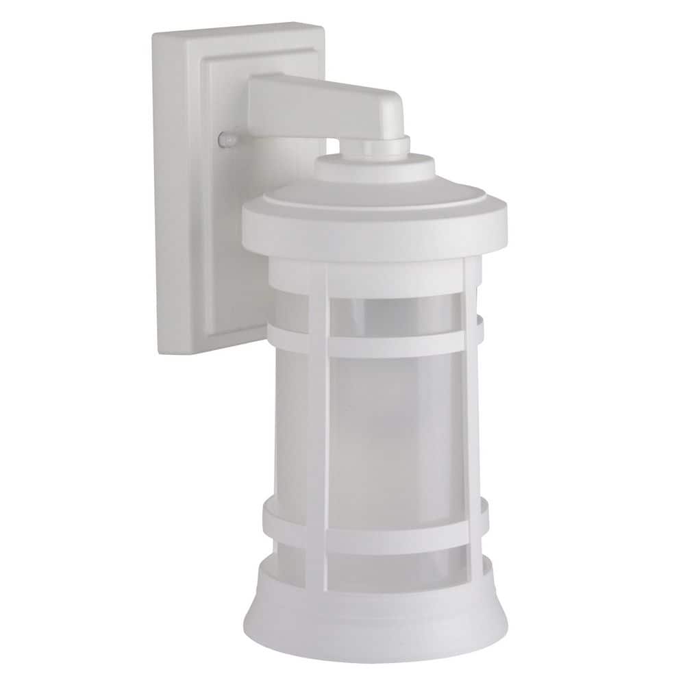 Artisan Small Cylinder 12.75 in. White Composite Outdoor Hardwired Lantern Sconce with Frost Diffuser 4000K LED price history on PriceWatchPro