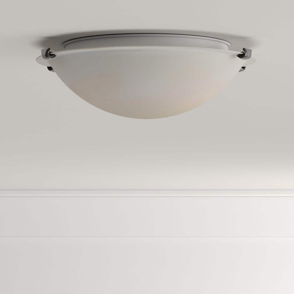 Satin Etched Glass 12.25" Indoor/Outdoor Nickel Ceiling Flush Mount