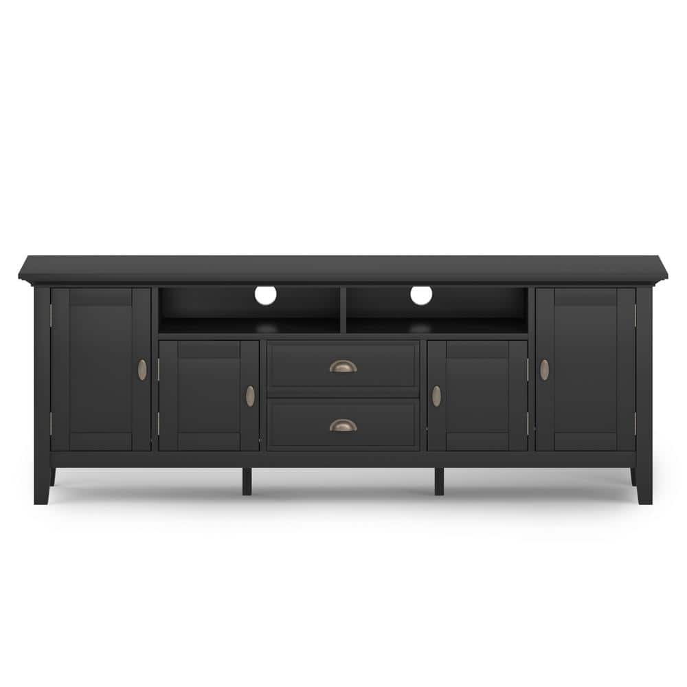 Redmond Black Solid Wood 72" TV Media Stand with Cabinets