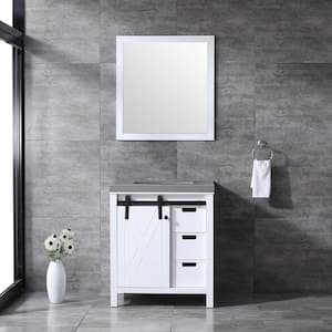 Marsyas 30 in W x 22 in D White Bath Vanity, Grey Quartz Countertop, Faucet Set and 28 in Mirror