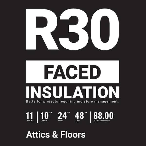 R-30 Kraft Faced Fiberglass Insulation Batt 24 in. x 48 in. (8-Bags)